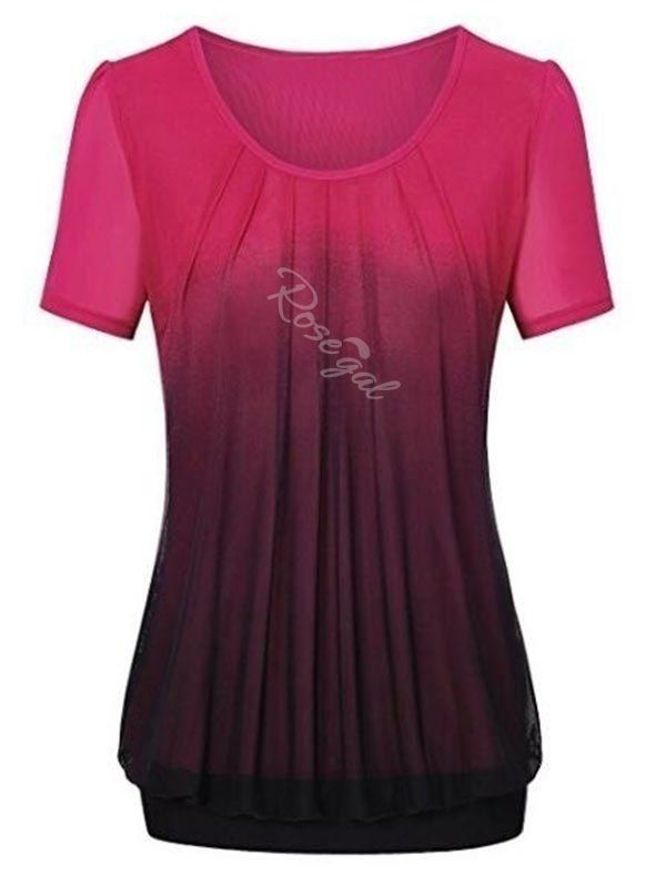 

Plus Size Gradient Color Blouson T Shirt, Medium violet red