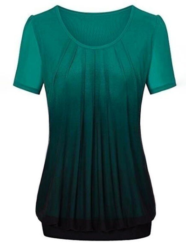 

Plus Size Gradient Color Blouson T Shirt, Dark green