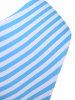 Flounces Strappy Leaves Print Stripes Plus Size Tankini Swimwear -  