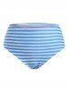 Flounces Strappy Leaves Print Stripes Plus Size Tankini Swimwear -  