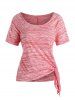 Plus Size Tie Knot Space Dye T Shirt and Racerback Tank Top Set -  