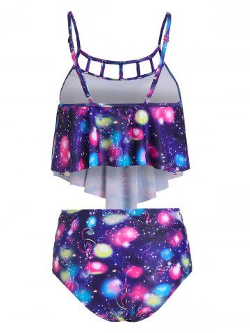 Colorful Music Notes Print Padded Tankini Swimwear