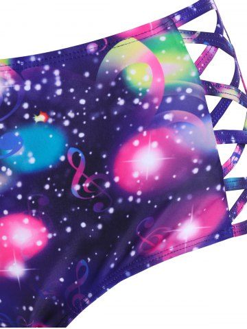 Colorful Music Notes Print Padded Tankini Swimwear