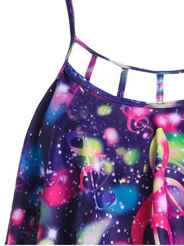 Colorful Music Notes Print Padded Tankini Swimwear
