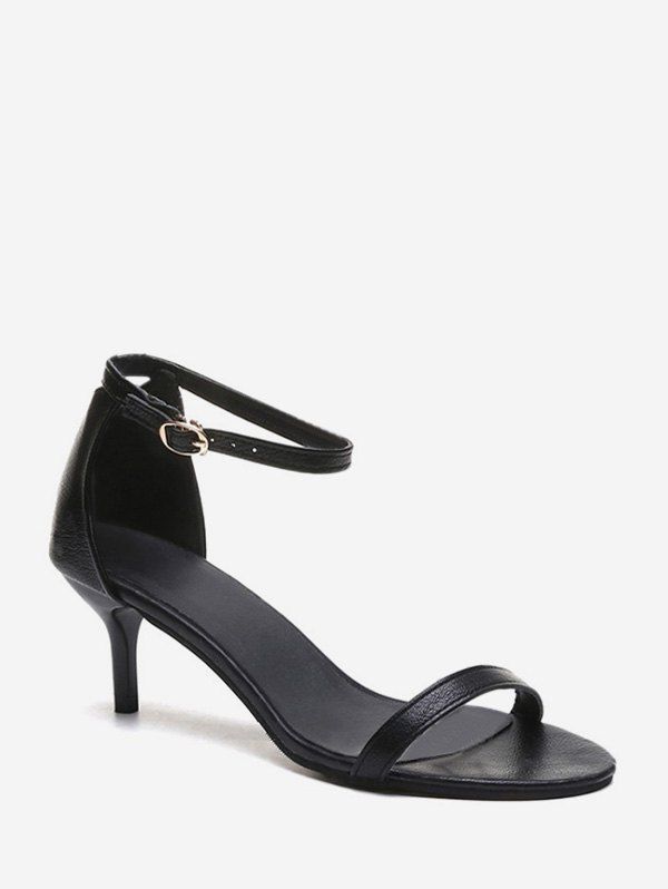 

One Strap Low Heel Ankle Strap Sandals, Black