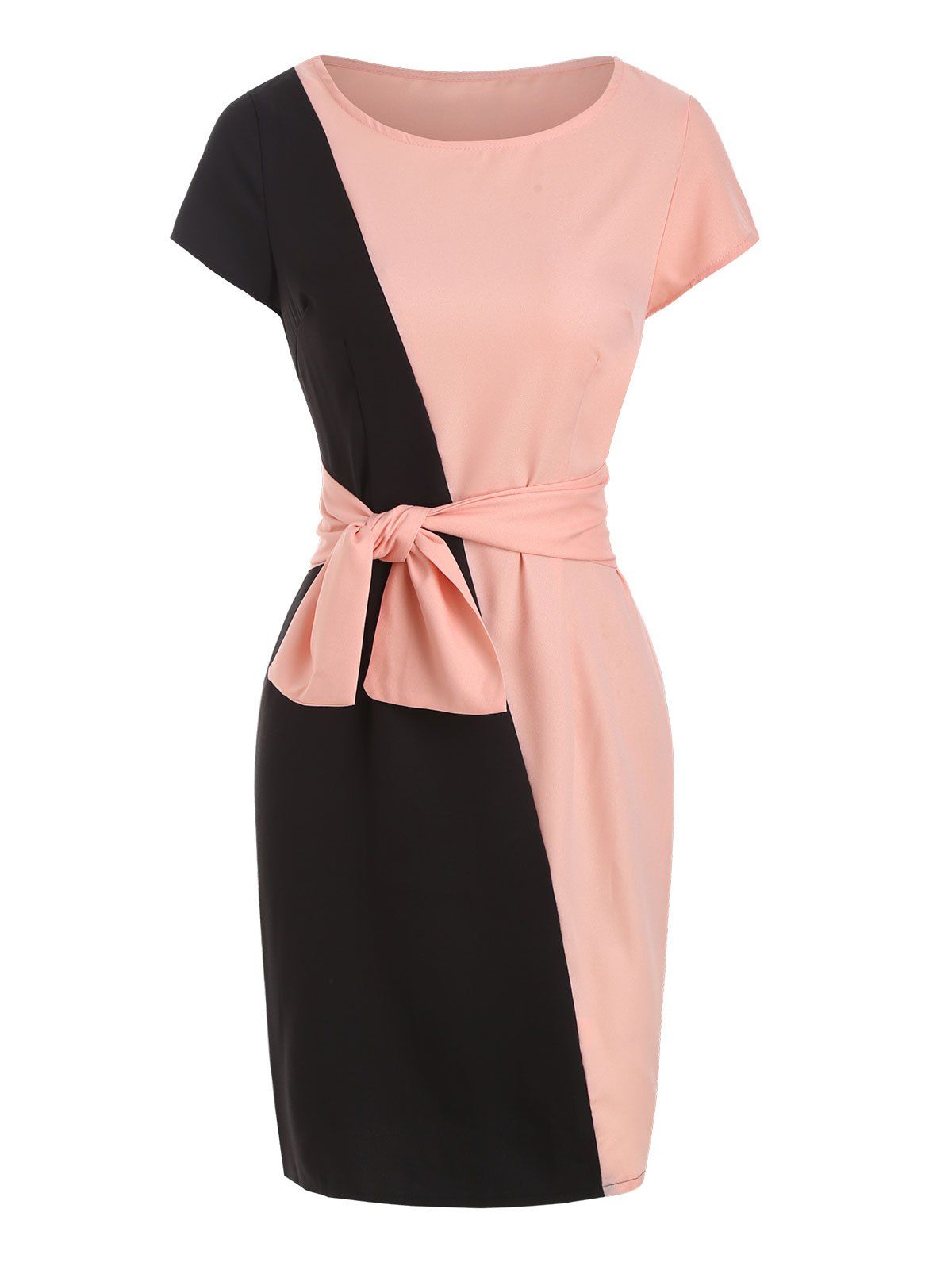 

Color Block Cap Sleeve Sheath Dress, Black