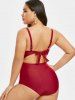 Plus Size 1950s Twist Backless Cutout High Rise One-piece Swimsuit -  