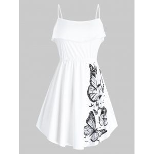 

Ruffled Butterfly Print Cami Top, White