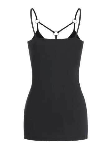

Buckle Strap Strappy O-ring Cami Top, Black
