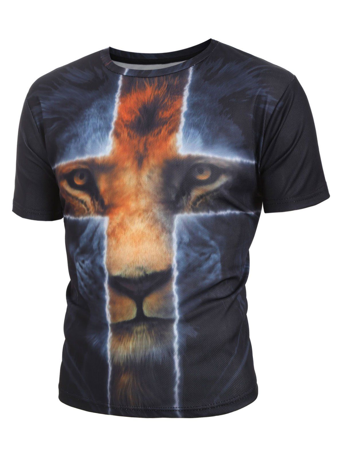 

Casual Animal Print Short Sleeves T-shirt, Black