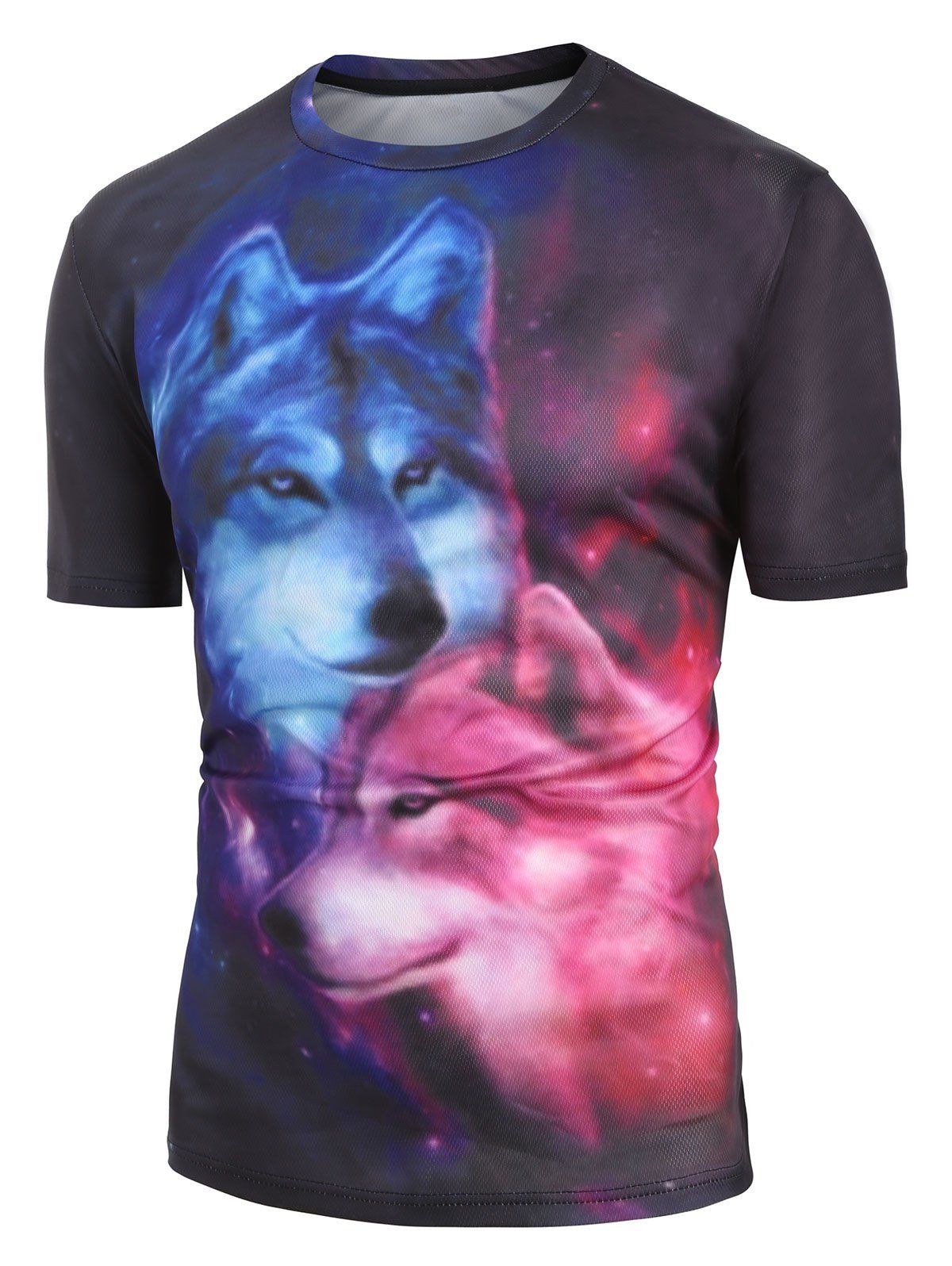 

Wolf Pattern Casual Short Sleeves T-shirt, Black