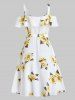 Flower Print Button Through Belted Dress -  