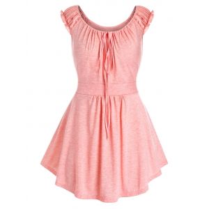 

Plus Size String A Line Tunic Tank Top, Light pink