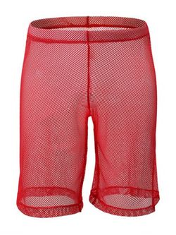 Sexy Sheer Mesh High Waist Shorts - RED - M