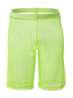 Sexy Sheer Mesh High Waist Shorts - GREEN - XL