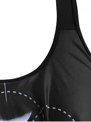 

Plus Size Ruffle Moon Phase Print Tankini Swimwear, Black