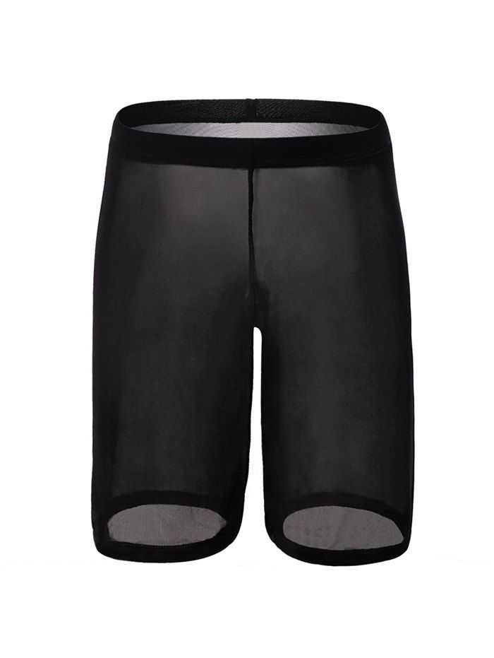

Sexy Plain Pinhole Mesh High Waist Shorts, Black