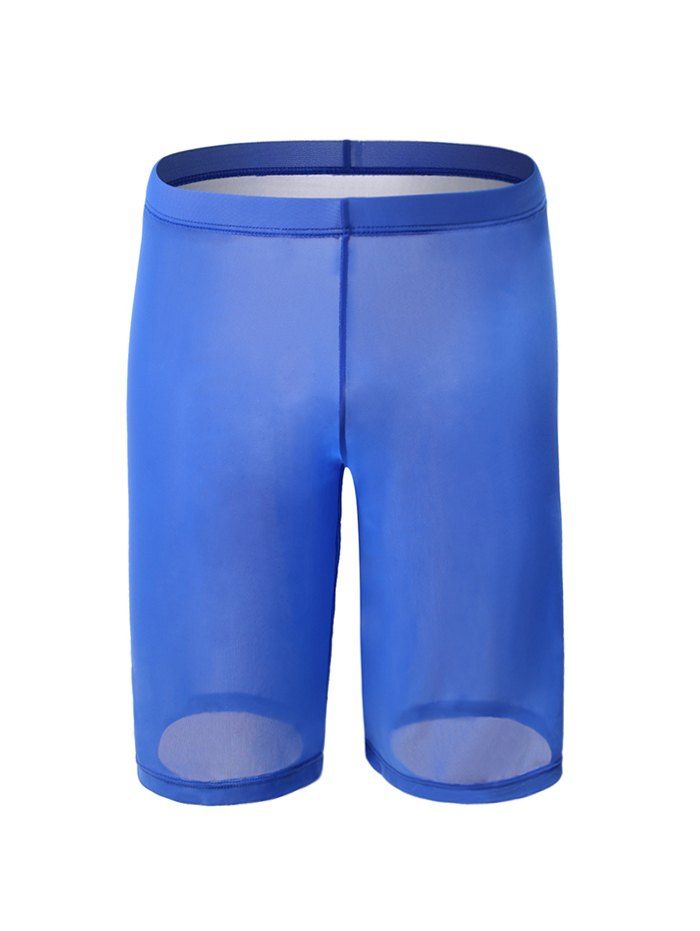 

Sexy Plain Pinhole Mesh High Waist Shorts, Blue