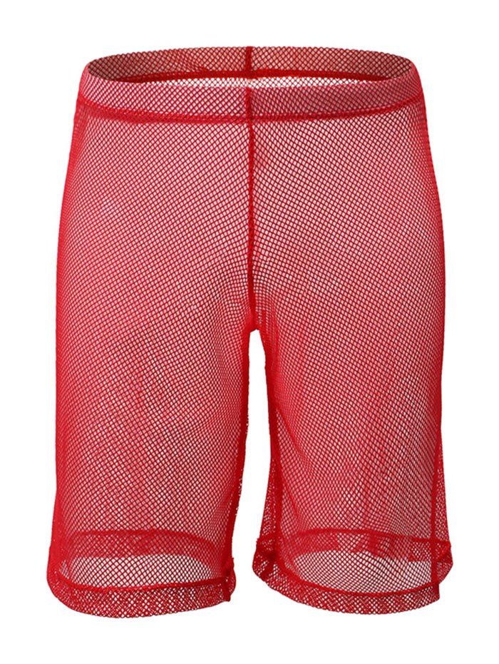 

Sexy Sheer Mesh High Waist Shorts, Red
