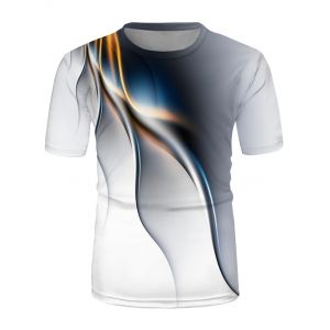 

Abstract Line Print Crew Neck Short Sleeve T Shirt, Multi