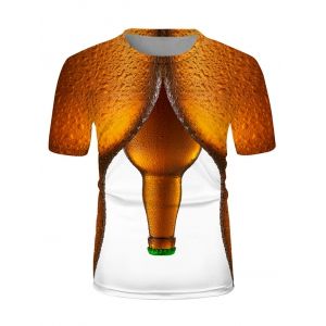 

Beer Graphic Crew Neck Short Sleeve T Shirt, Multi