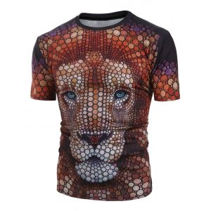 

Casual Lion Pattern Short Sleeves T-shirt, Black