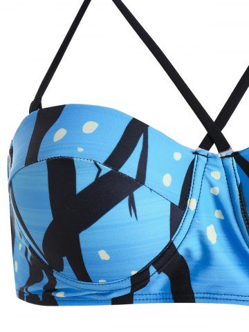

Ombre Tree Print Mesh Panel Cami Bikini Swimwear, Multi-a