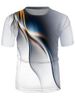 Abstract Line Print Crew Neck Short Sleeve T Shirt -  