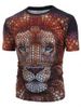 T-shirt Décontracté Motif de Lion à Manches Courtes - Noir S