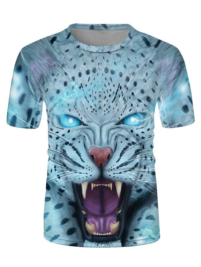 

Leopard Graphic Crew Neck Short Sleeve T Shirt, Multi