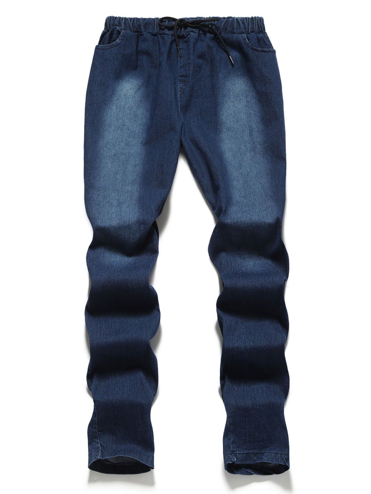 

Solid Color Elastic Waist Casual Jeans, Blue