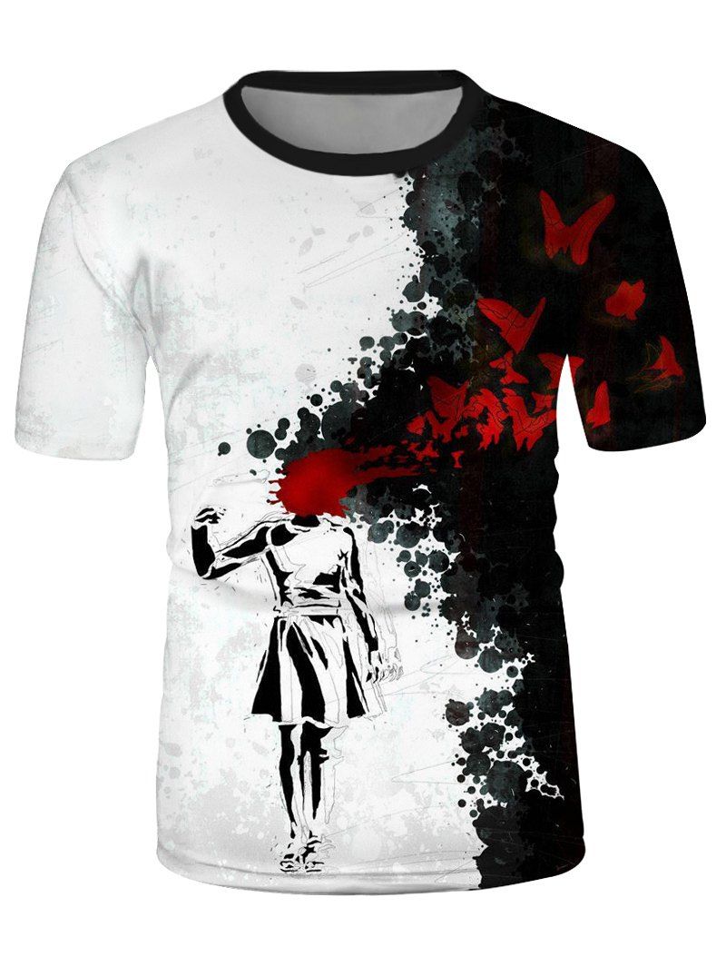 

Ink Drawing Graphic Causal Short Sleeve T Shirt, Multi