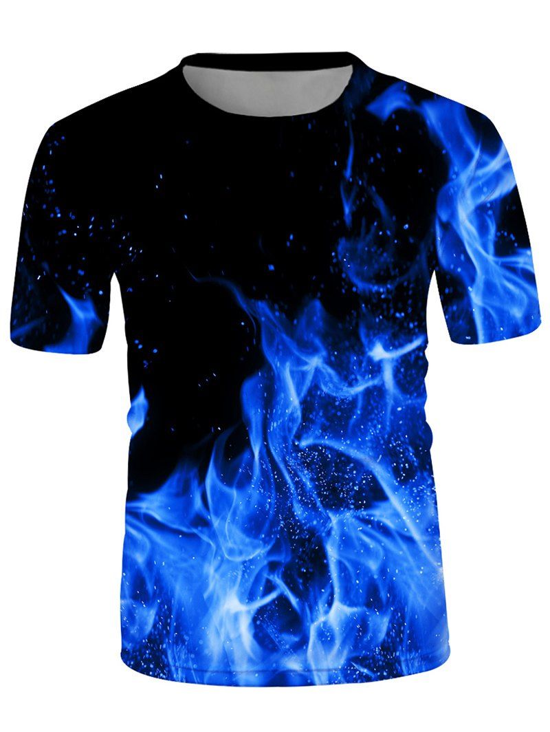 

Fire Print Crew Neck Short Sleeve T Shirt, Multi