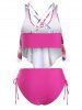 Plus Size Shell Print Cinched Crisscross Tankini Swimwear -  