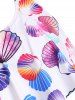 Plus Size Shell Print Cinched Crisscross Tankini Swimwear -  