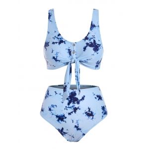 

Tie Dye Knotted Bikini Swimwear, Pastel blue