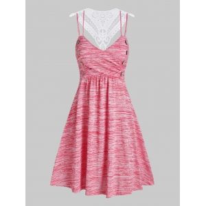 

Space Dye Button High Waist Dress, Pink rose