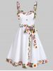 Sleeveless Floral Trim Mock Button Knotted Dress -  