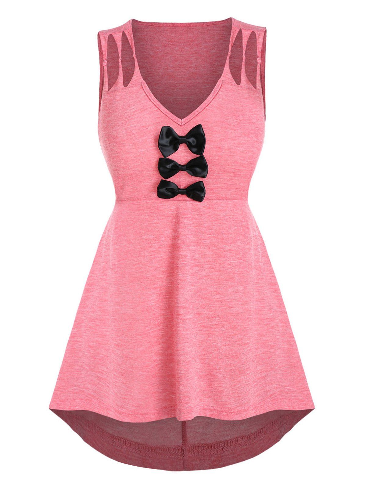 

Space Dye Print Ripped Bow Detail Tank Top, Flamingo pink