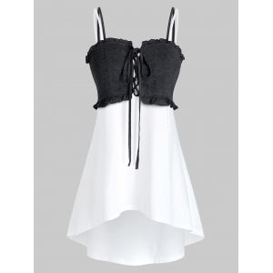 

Plus Size Frilled Trim Dip Hem Cami Tank Top, Multi