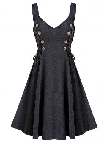 Button | Dress | Mini | Lace | Up
