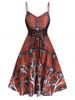 Plaid Print Lace Up Cami A Line Dress -  