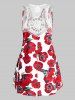 Plus Size Floral Print Lace Crochet Swing Tank Top -  