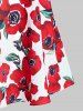 Plus Size Floral Print Lace Crochet Swing Tank Top -  