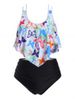 Strappy Flounces Dazzling Butterfly Plus Size Tankini Swimsuit -  