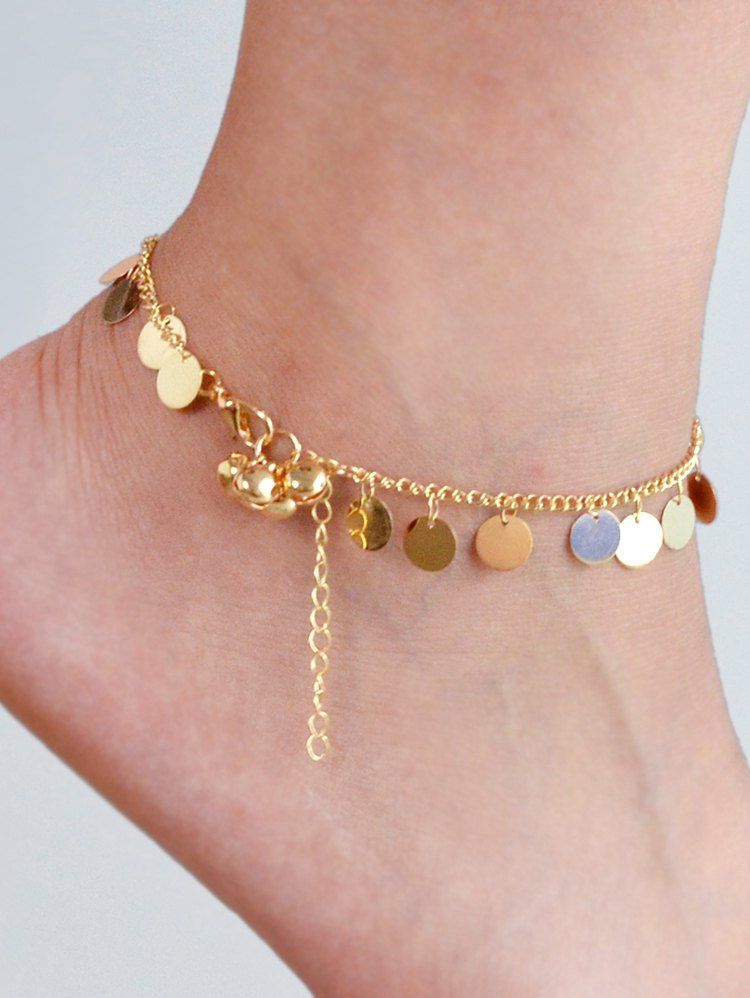 

Disk Chain Anklet, Gold