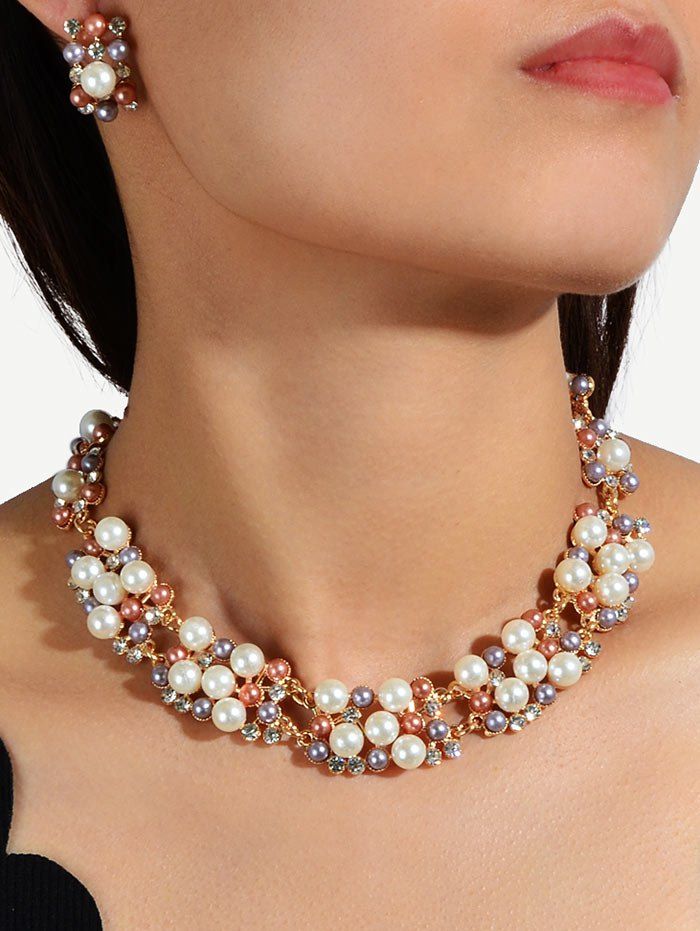 

Rhinestone Pearl Wedding Jewelry Set, Multi