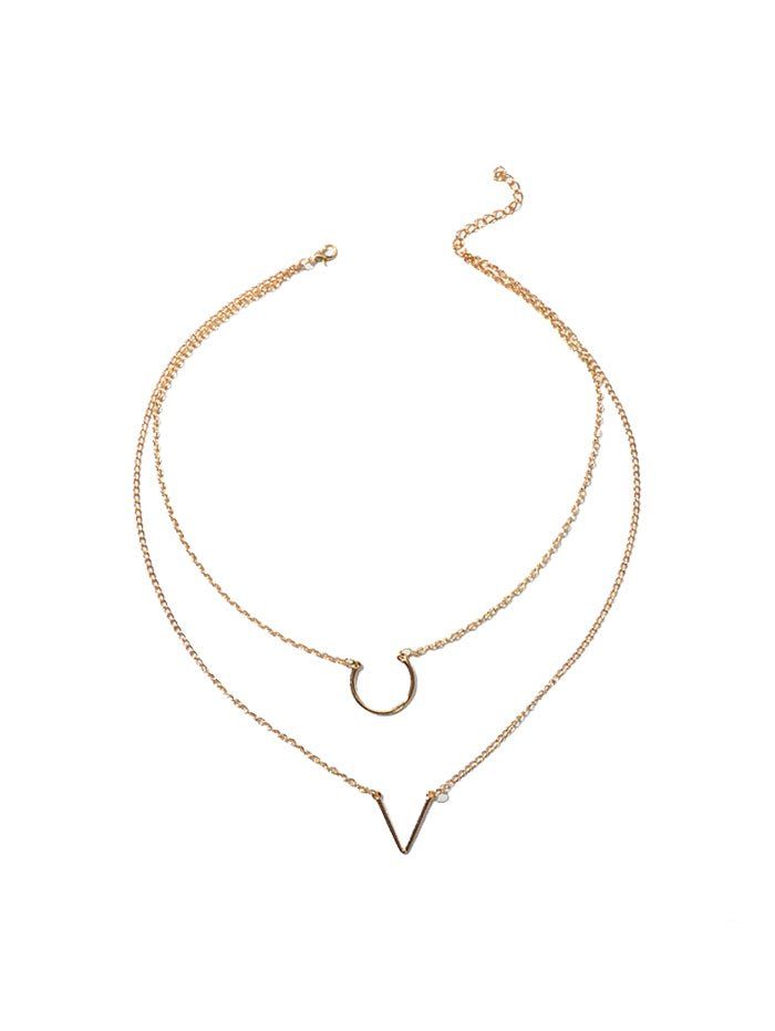 

V Shape Chain Layers Necklace, Gold