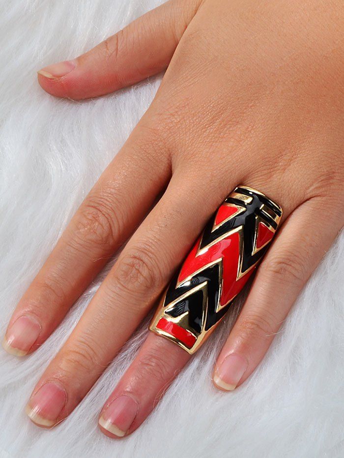 

Zigzag Colorblock Glazed Ring, Gold