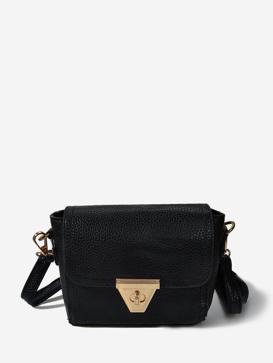 

PU Solid Crossbody Bag, Black